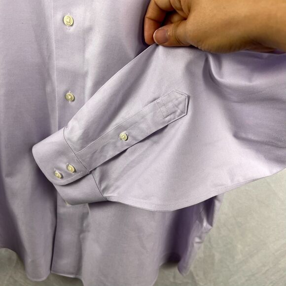 Brooks Brothers Non-Iron Stretch Supima Shirt 16-35 Lavender Regular Fit Size L - Picture 4 of 5